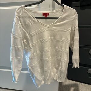 White striped v-neck sweater